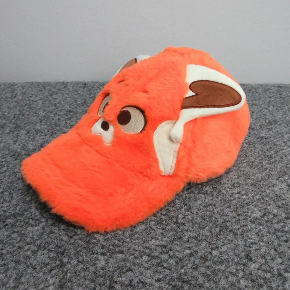 Turning Red Disney Hat Baseball Cap One Size Unisex Kids Orange Velour Faux Fur